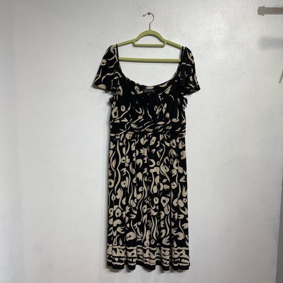 Jones New York Cream Floral Flutter Sleeve Midi Dress Sz 14 - Picture 1 of 10